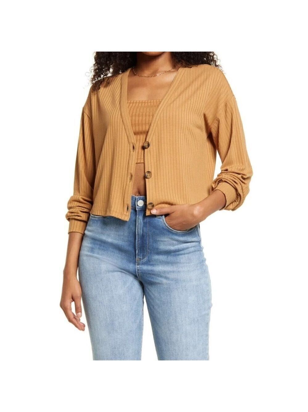 VERO Moda BNWOT Women Crop V-Neck "Lucy" Button Up Top Sz Medium